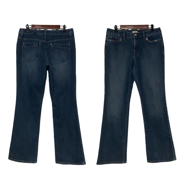 Madison Bootcut Bling Mid Rise Rhinestone Jeans Blue - Picture 12 of 12